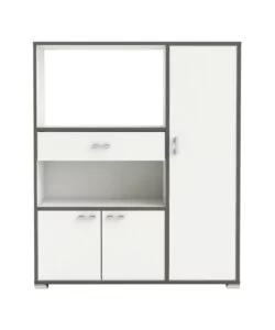 MOBILE BUFFET CUCINA BIANCO CON PROFILI GRIGI, 90X112X40 CM